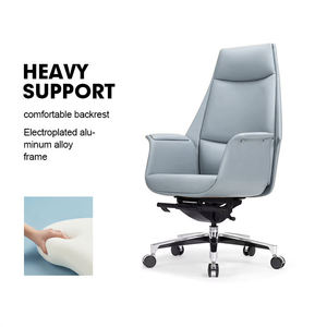 Chaise de bureau et chaise de réunion ergonomique à dossier haut et au milieu, moderne, pivotante et réglable en cuir. - Product Image 5