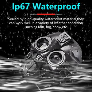 Feux LED de moto en forme de crâne 12V-24V 6000K Blanc/Jaune Double Couleur Phare Antibrouillard Stroboscopique MINI Feux de Remplacement pour Conduite - Product Image 4