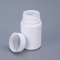 Flacon rond en HDPE blanc personnalisé de 50 ml, 100 ml, 200 ml avec bouchon à vis en plastique, emballage de capsule anti-corrosion, sérigraphie