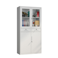 Archivador de Acero Moderno Zhenke 2026 con 2 Cajones y 2 Puertas de Vidrio, Mueble de Almacenamiento para Oficina y Archivo Gubernamental