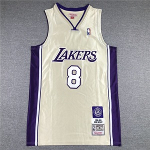 Vente en gros personnalisée LA <span class=keywords><strong>Lakers</strong></span> # 24 # Maillot de basket-ball 8 All-Star Retro Finals jaune noir en maille poly unisexe adulte à manches courtes - Product Image 2