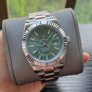 Montre mécanique pour homme en acier inoxydable, style Sky Dwelle, lunette cannelée, cadran lumineux, montre-bracelet automatique de luxe pour affaires - Product Image 6