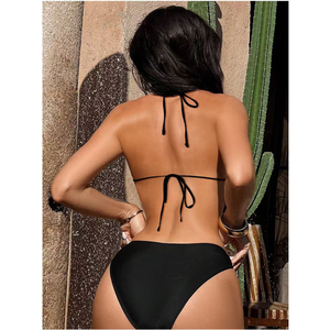 2026 नया ठोस रंग एक टुकड़ा स्विमसूट सेक्सी कटआउट स्विमवियर बैकलेस स्ट्रैपी बिकनी - Product Image 3