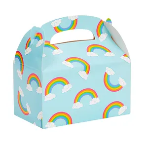 Goodie-cajas de regalo personalizadas para niños, caja de regalo para cumpleaños, color arcoíris azul