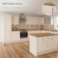 Meuble de travail îlot avec façades en MDF et plateau en acrylique pur, corps en panneaux de particules pour distributeur de projets d'appartements