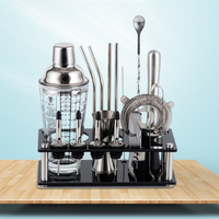 Kit de mélangeur de boissons en acier inoxydable, accessoires de bar à cocktails, ensemble de shakers à cocktails, ensemble de 17 pièces