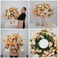 Usine de fleurs artificielles DKB, vente en gros de boules de fleurs artificielles en soie, élégantes, blanches, pour centre de table de mariage, décoration de table