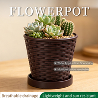 Plateau de pot de fleurs en résine plastique durable avec trou de drainage, design traditionnel, pour orchidées, plantes succulentes, jardinage intérieur, utilisation au sol