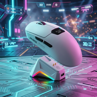 Souris de jeu sans fil à trois modes Jedel avec station d'accueil, écran LCD, PAW3311, rétroéclairage RVB, programmable, pour PC de jeu, ordinateur portable