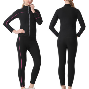 女性用ヨガアクティブウェア卸売、エクササイズや減量に最適な高品質フクシアストライプサウナスウェットスーツ - Product Image 2