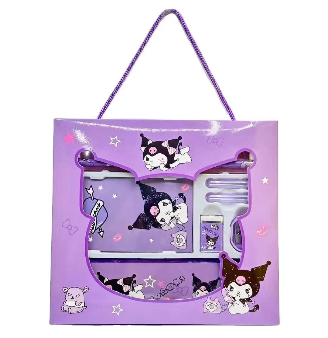 Schattige Cinnamoroll School Briefpapier Set Melodie Potlood Slijper Liniaal Gum Set Kuromi School Briefpapier Set