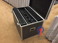Rugged Musical Instrument Flight Case with 4 Wheels and Sturdy Plywood Frame for Audio Mixer and Sound System Hardware
