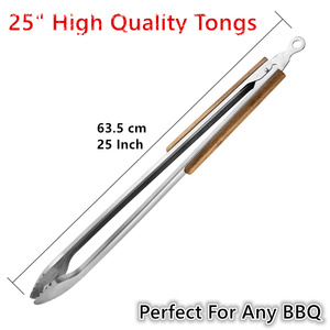 <span class=keywords><strong>Pinzas</strong></span> <span class=keywords><strong>para</strong></span> <span class=keywords><strong>Barbacoa</strong></span> CL-1015 Drawell, 63.5 cm, Mangos de Madera de Acacia, Acero Inoxidable Resistente al Calor, <span class=keywords><strong>Pinzas</strong></span> <span class=keywords><strong>Largas</strong></span> <span class=keywords><strong>para</strong></span> Asar, 25 BBQ - Product Image 2