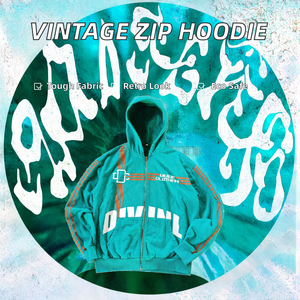 YYSY Ropa Urbana Personalizada, Tejido Grueso de Felpa Francesa 100% Algodón, Estilo Vintage Desgastado, Lavado Ácido con Cierre - Product Image 2