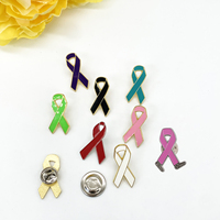 Épinglette en métal Ruban de sensibilisation au cancer (Poitrine, Pancréas, Foie, Poumon) pour collectes de fonds caritatives, Vente en gros, Logo personnalisé