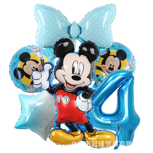 Noeud papillon rose et bleu Mickey Mouse agitant la main Minnie Mickey grand <span class=keywords><strong>nombre</strong></span> anniversaire <span class=keywords><strong>film</strong></span> aluminium ensemble de ballons - Product Image 5
