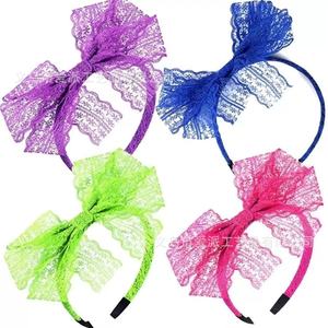 Serre-tête en dentelle avec grand nœud, style rétro, large bord, pour femme, coiffe de fête, tissu artisanal de haute qualité - Product Image 1