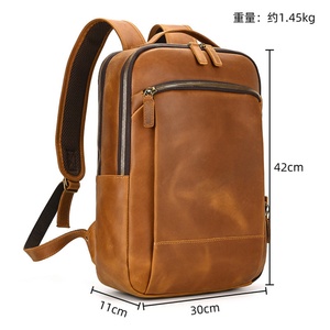 Sac à dos vintage en cuir véritable pour homme, grande capacité, avec grands compartiments, fermeture éclair personnalisée - Product Image 2