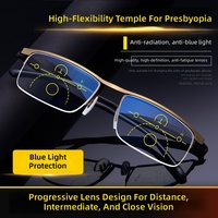 Lunettes de lecture multifocales progressives LG98 pour la vision de loin/intermédiaire, protection anti-lumière bleue, verres transparents