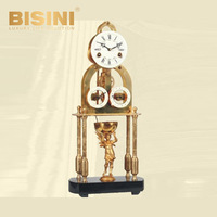 Haut de gamme exquis squelette antique boule ronde horloge de bureau engrenage mécanique horloge couverture en verre perspective