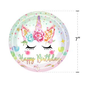 Unicorn Themed Party Supplies Set <b>Disposable</b> <b>Plates</b> Cups Napkins Utensils Birthday Decoration Kids Party Kit - Product Image 3