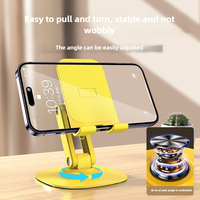 Support de téléphone portable de bureau pliable et réglable à rotation 360° en plastique avec base métallique, support universel pour tablette