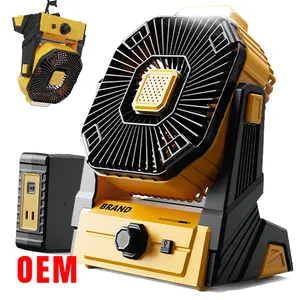 Ventilador de acampamento portátil com luz LED, ventilador de mesa com bateria de 8000mAh 20000mAh sem fio para uso ao ar livre