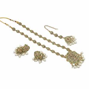 Gold Plated <b>Long</b> <b>Necklace</b> Set with Crystal Stone and Pearls | Fine Jewelry Set for Women & Girls | Elegant Wedding & Party Wear - Product Image 2