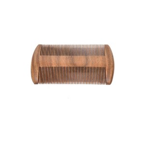 Peigne double face en bois de pêche naturel, antistatique, à dents fines et larges, pour cheveux bouclés, peigne à barbe en bois écologique - Product Image 3