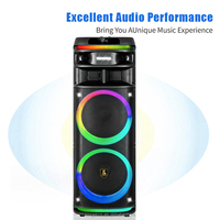 Altavoz de karaoke para fiestas CH-2127, doble woofer de 12 pulgadas, potente, para exteriores, con 2 micrófonos inalámbricos y control remoto.