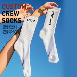 Bán Buôn Tùy Chỉnh Crew Vớ 100% Cotton Đệm Không-Trượt Mắt Cá Chân Vớ Trắng Đen OEM Logo In Ấn Min. Đặt Hàng 100 Cặp Mùa Xuân - Product Image 1