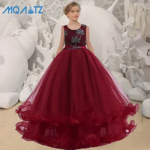 MQATZ Maroon Frock For Baby Girl Long Lace Dress Party Clothing Factory Price