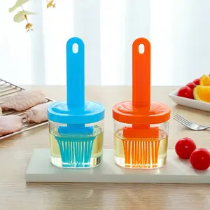 Bouteille en silicone résistant aux hautes températures Brosse à huile de barbecue portable Brosse à huile de cuisson domestique Brosse à crêpes Outil à huile