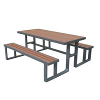 Bois-plastique Composite Top Cadre En Aluminium Étanche Forte Une Pièce Connexion Parc Extérieur Salle À Manger Table Chaise Parc Banc