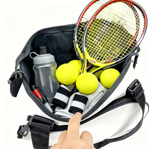 <span class=keywords><strong>Sac</strong></span> de transport professionnel matelassé en cuir léger pour raquettes de pickleball et de tennis, avec housse de protection supérieure pour raquette de tennis - Product Image 4