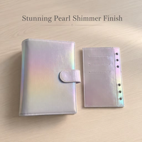 Organiseur de budget en cuir dégradé A6 avec reliure à anneaux, idéal comme carnet de bureau/relieur à anneaux, avec pochettes pour espèces et finitions métalliques nacrées