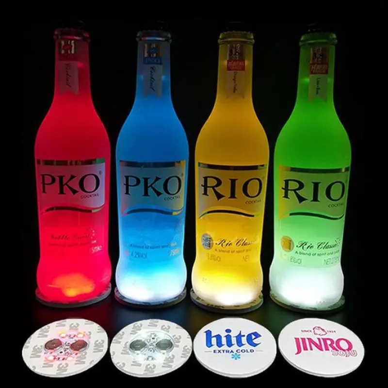 Bottle Coasters Lights Battery Powered LED Party Drink Cup Mat Christmas Vase Nightclub Party Decoration Lights