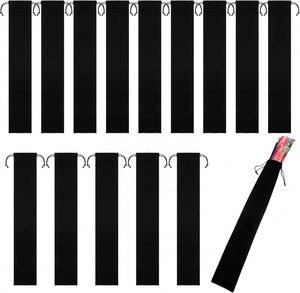 Large European Style Flower Velvet Folding Hand Fan Bag Drawstring 14.57x2.76 Black Fabric Sleeve Protector <b>Gift</b> <b>Wrap</b> Bags - Product Image 1