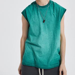 เสื้อยืดแขนกุดดีไซน์เรียบง่าย Monkey Wash Cotton รุ่นใหม่ล่าสุด สไตล์ย้อนยุคแบบ Distressed สำหรับผู้ชายและผู้หญิง - Product Image 4