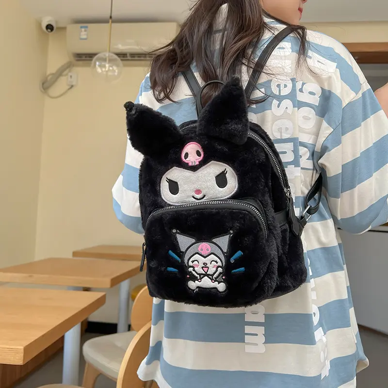 Botu new Sanrio series cartoon plush backpack Kitty Kuromi anime student Stationery gift large school bag plush backpack