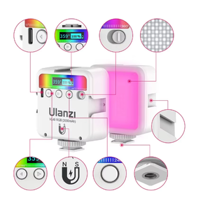 ไฟ LED วิดีโอ VL49ขนาดเล็ก <span class=keywords><strong>ulanzi</strong></span> RGB Pro แบบสีเต็มไฟกล้อง2500K 9000K สำหรับถ่ายภาพพร้อมตัวกระจายรังผึ้ง - Product Image 6