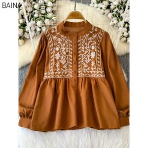 Nouvelle Blouse pour Femmes, Col Rond, Manches Longues, Blusa De Mujer, Broderie, Hauts Élégants - Product Image 5