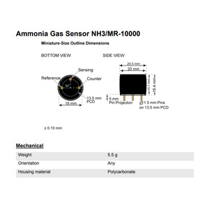 เซ็นเซอร์ก๊าซแอมโมเนียเมมบราพอร์ NH3MR-10000 ระบบเคมีไฟฟ้าความแม่นยำสูงสำหรับเครื่องตรวจจับแบบพกพา - Product Image 3