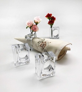 2025 Top Seller New Wedding Rings Flower Bud Vase Design Clear Acrylic Lucite 2in1 Napkin Rings - Product Image 6
