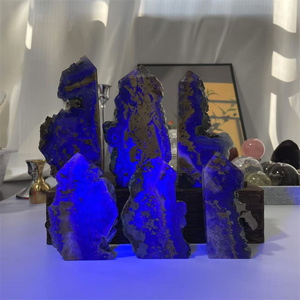 Vendita calda <span class=keywords><strong>Fluorite</strong></span> viola naturale con torre di cristallo di pirite torre di cristallo colonna per la decorazione domestica - Product Image 3