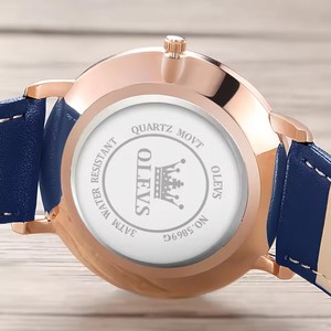 Reloj de Cuarzo Elegante para Mujer SKED, Caja Redonda de 36 mm, Esfera Azul, Tono Oro Rosa, Correa de Cuero, Pantalla Analógica, 6.5 mm de Grosor, 5869 - Product Image 3