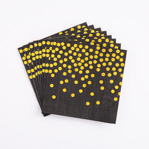 Vente en gros de 8 pièces de vaisselle jetable en papier <span class=keywords><strong>noir</strong></span> <span class=keywords><strong>et</strong></span> <span class=keywords><strong>or</strong></span> avec des points, gobelets, serviettes, assiettes, ensembles de vaisselle, assiettes en papier, vaisselle de table - Product Image 2