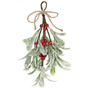 Decorazione per la Casa di <span class=keywords><strong>Capodanno</strong></span>, Pianta Verde Artificiale di Vischio Natalizio, Pendente 20cm/7.8in in Plastica e Filo di Ferro, Decorazioni Natalizie - Product Image 1