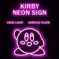 Enseigne néon LED Kirby faite à la main en acrylique, motif dessin animé, publicité de jeu, décoration murale de bar, alimentée par piles, étanche IP54