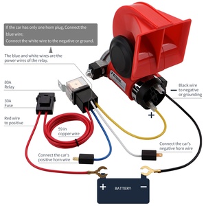 B-Car Air Horn 12V 150dB Rouge Compact Électrique Double Tonalité Pompe Fort Sirène Véhicule <span class=keywords><strong>pour</strong></span> Voiture Moto <span class=keywords><strong>Camion</strong></span> Vélo - Product Image 6